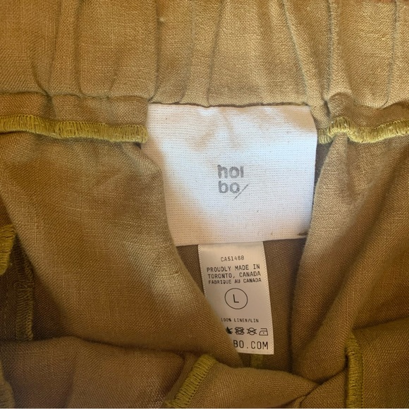 Hoibo Linen Daily Slacks in Ochre, size L - Picture 2 of 5
